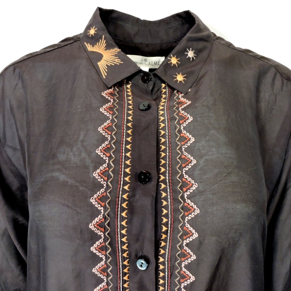 JOHNNY WAS / CALME WOMENS LONG SLIVE SILK FASHION BLOUSE - Picture 3 of 6